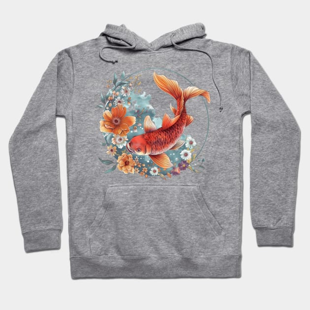 Cute Golden Fish with Flowers Hoodie by Mary_Momerwids